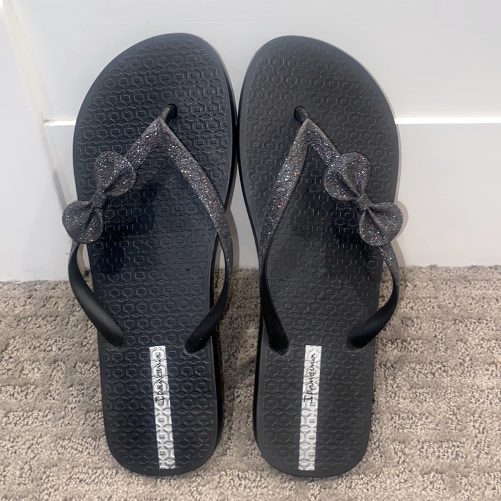 Black and multi colored glitter Impanema Flip Flops